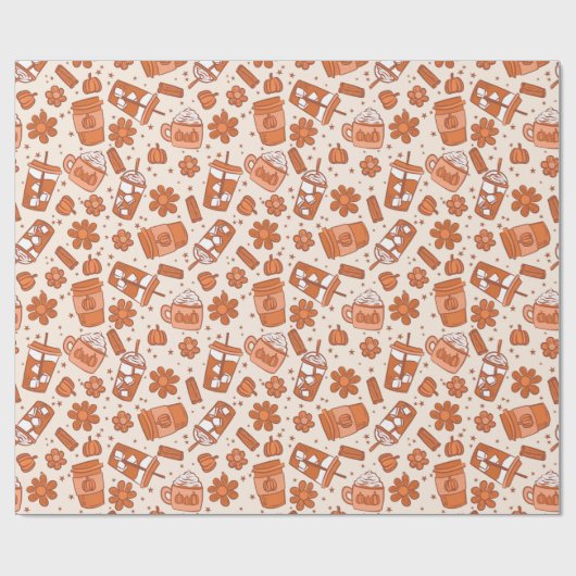Boho Pumpkin Latte Coffee Floral Girl Herbst Herbs Geschenkpapier (Flach)