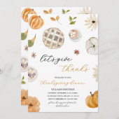 Boho Pumpkin Let's Give Danke Einladung (Vorne/Hinten)