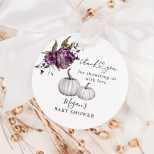 Boho Pumpkin Lila Floral Baby Dusche Geschenkanhänger