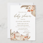 Boho Pumpkin Pampas Grass Autumn Baby Shower Einladung (Vorderseite)