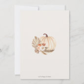 Boho Pumpkin Pampas Grass Floral Baby Dusche Einladung (Rückseite)