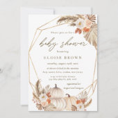 Boho Pumpkin Pampas Grass Floral Baby Shower Invi Einladung (Vorderseite)