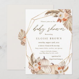 Boho Pumpkin Pampas Grass Floral Baby Shower Invi Einladung