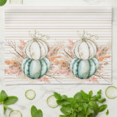 Boho Pumpkin Pampas Grass Französische Landstriche Geschirrtuch (Gefaltet)