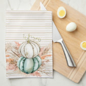 Boho Pumpkin Pampas Grass Französische Landstriche Geschirrtuch (Viertel Falte)