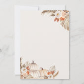 Boho Pumpkin Pampas Grass Geometric Baby Shower Einladung (Rückseite)