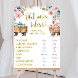 Boho Pumpkin Pampas Grass He or She Gender Reveal Poster