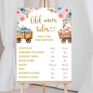 Boho Pumpkin Pampas Grass He or She Gender Reveal Poster