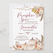 Boho Pumpkin Spice & Everything Nice 1 Birthday Einladung (Vorderseite)