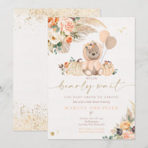 Boho Pumpkin Teddy Bear Peach Girl Babydusche