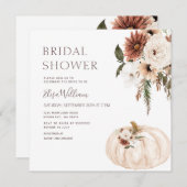 Boho Pumpkin Wildblumen Bridal Shower Einladung (Vorne/Hinten)