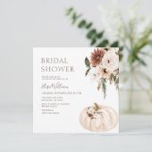 Boho Pumpkin Wildblumen Bridal Shower Einladung (Stehend Vorderseite)