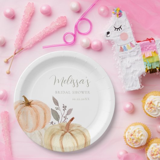 Boho Pumpkins Fall Foliage Brautparty Pappteller (Party)