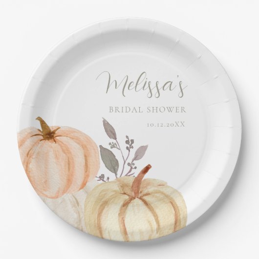 Boho Pumpkins Fall Foliage Brautparty Pappteller (Vorderseite)