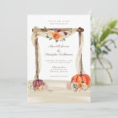 Boho Pumpkins Hochzeit im Herbst Einladung (Stehend Vorderseite)
