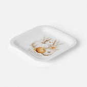 Boho Pumpkins Pampas Grasses Name Date Baby Shower Pappteller (Gewinkelt)