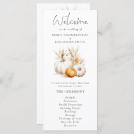 Boho Pumpkins Pampas Wedding Program Karte