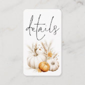 Boho Pumpkins Script QR Code Wedding Details Begleitkarte (Vorderseite)