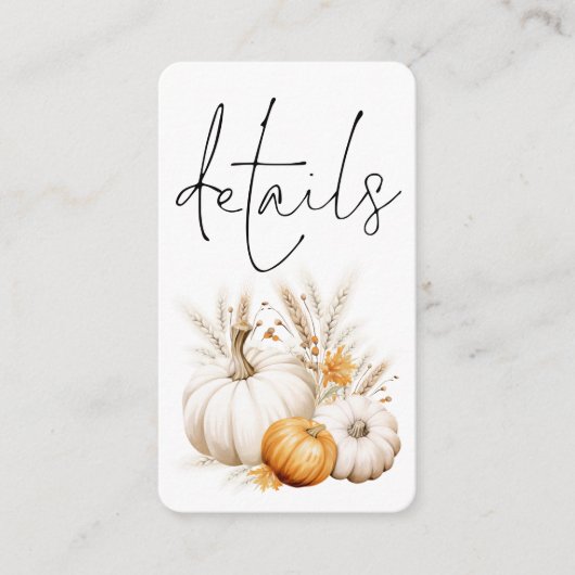 Boho Pumpkins Script QR Code Wedding Details Begleitkarte (Vorderseite)