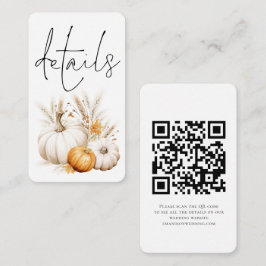Boho Pumpkins Script QR Code Wedding Details Begleitkarte