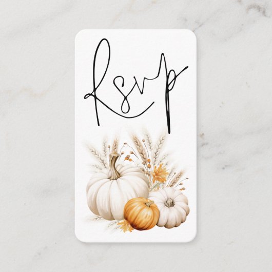 Boho Pumpkins Script QR Code Wedding RSVP Begleitkarte (Vorderseite)