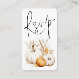 Boho Pumpkins Script QR Code Wedding RSVP Begleitkarte