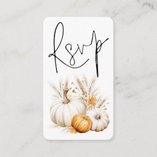 Boho Pumpkins Script QR Code Wedding RSVP Begleitkarte