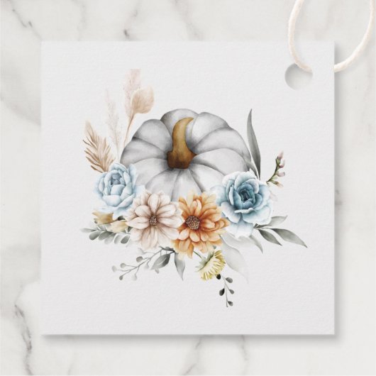 Boho Pumpkins und Fall Wildblumen Hochzeit Geschenkanhänger (Rückseite)