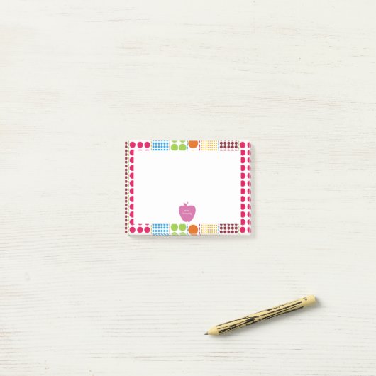 Boho punktiert rosa Apple-Lehrer Post-it Klebezettel (Auf Schreibtisch)