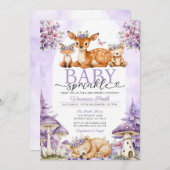 Boho Purple Deer Woodland Girl Baby Sprinkle Einladung (Vorne/Hinten)