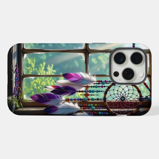 Boho Purple Dreamcatcher in Window iPhone Hülle (Rückseite (Horizontal))