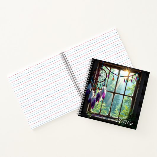 Boho Purple Dreamcatcher in Window Personalized Notizblock (Innenseite)