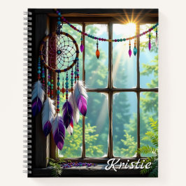 Boho Purple Dreamcatcher in Window Personalized Notizblock