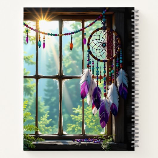 Boho Purple Dreamcatcher in Window  Personalized Notizblock (Rückseite)