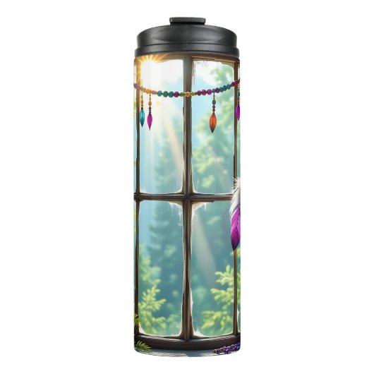 Boho Purple Dreamcatcher in Window Thermosbecher (Vorderseite)