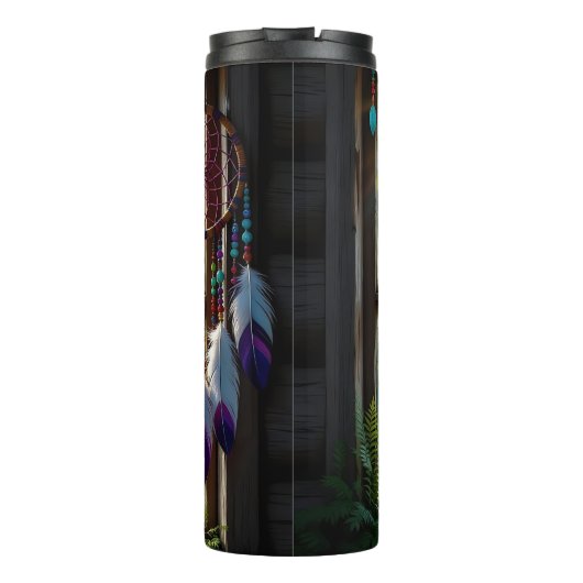 Boho Purple Dreamcatcher in Window Thermosbecher (Rückseite)