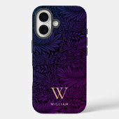 Boho Purple Floral Gold Monogram Name Case-Mate iPhone Hülle (Rückseite)