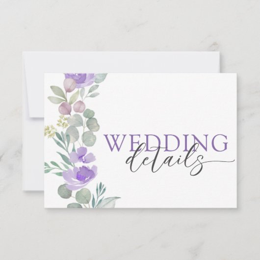Boho Purple Floral Watercolor Wedding RSVP (Vorderseite)