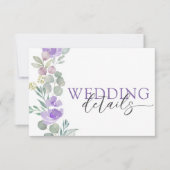 Boho Purple Floral Watercolor Wedding RSVP Karte (Vorderseite)