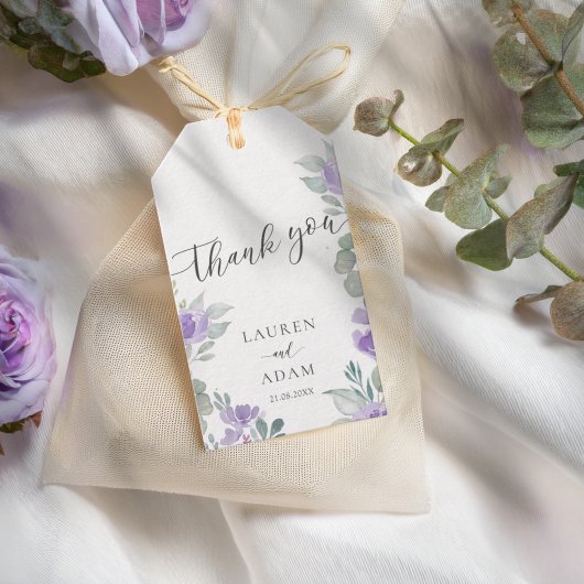 Boho Purple Floral Wedding Favor Geschenkanhänger