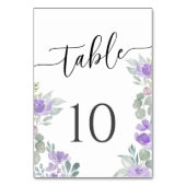 Boho Purple Floral Wedding Tischnummer (Vorderseite)