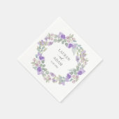 Boho Purple Floral Wreath Wedding Serviette (Ecke)