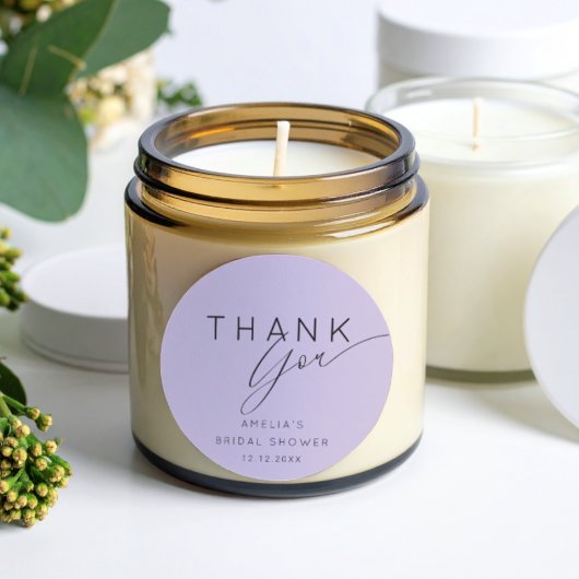 Boho Purple Lavender Thank You Bridal Shower Runder Aufkleber