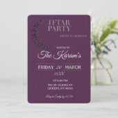 Boho Purple Minimalist Mosque Ramadan Iftar Party  Einladung (Stehend Vorderseite)