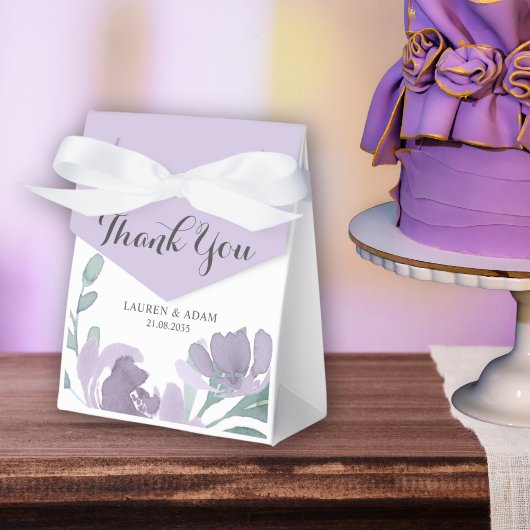 Boho Purple Watercolor Floral Wedding  Geschenkschachtel