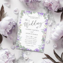 Boho Purple Watercolor Floral Wedding Invitation Einladung