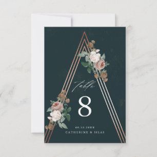 Boho-Pyramiden-Blumen-Hochzeitstisch-Nummernkarte Einladung
