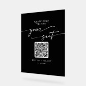 Boho QR Black Acrylic Wedding Seating Chart Sign Acrylschild (Winkel)
