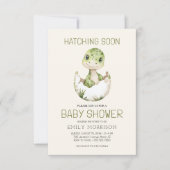 Boho QR Code Dinosaurier Hatching Bald Baby Dusche Einladung (Vorderseite)