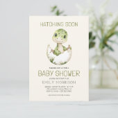 Boho QR Code Dinosaurier Hatching Bald Baby Dusche Einladung (Stehend Vorderseite)